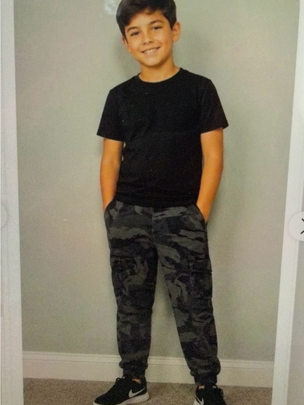 Wrangler boys size 14 husky camo black gray cargo jogger streetwear‎ y2k hunting